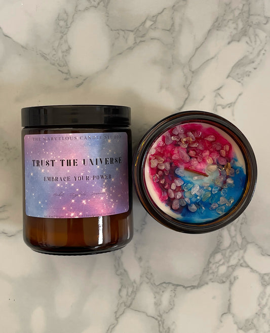 Trust The Universe Candle – Manifestation Gift | Law of Attraction | Spiritual Self Care | Magic Soy Candle | Chakra Energy | Let Go & Align