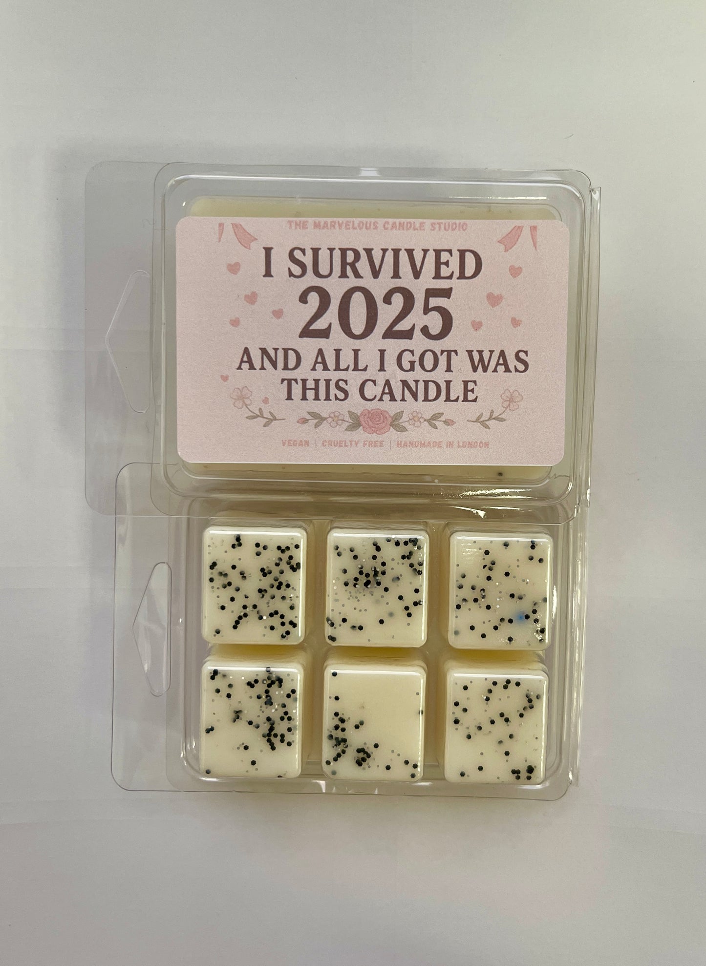 I Survived 2025 Candle | Coquette Pink or Dark Aesthetic | New Year Gift