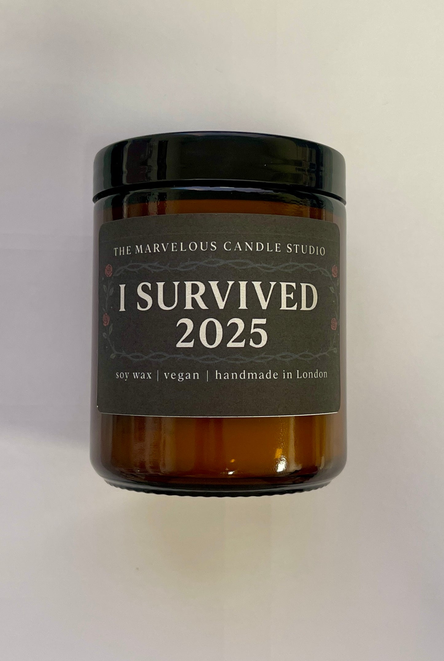 I Survived 2025 Candle | Coquette Pink or Dark Aesthetic | New Year Gift