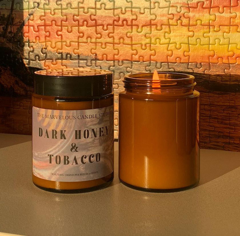 Dark Honey And Tobacco Scented Candle | 6oz